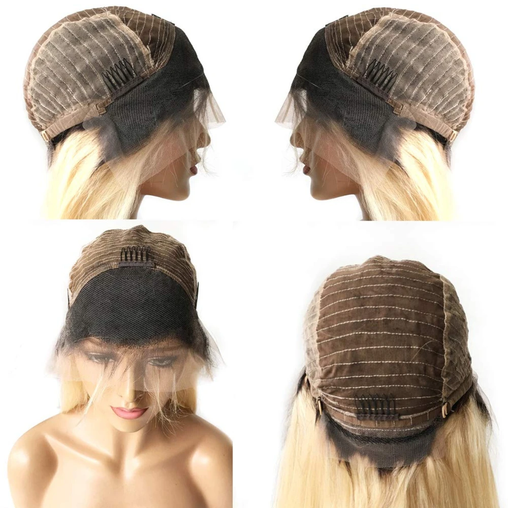 Blonde Bone straight Human hair Wigs