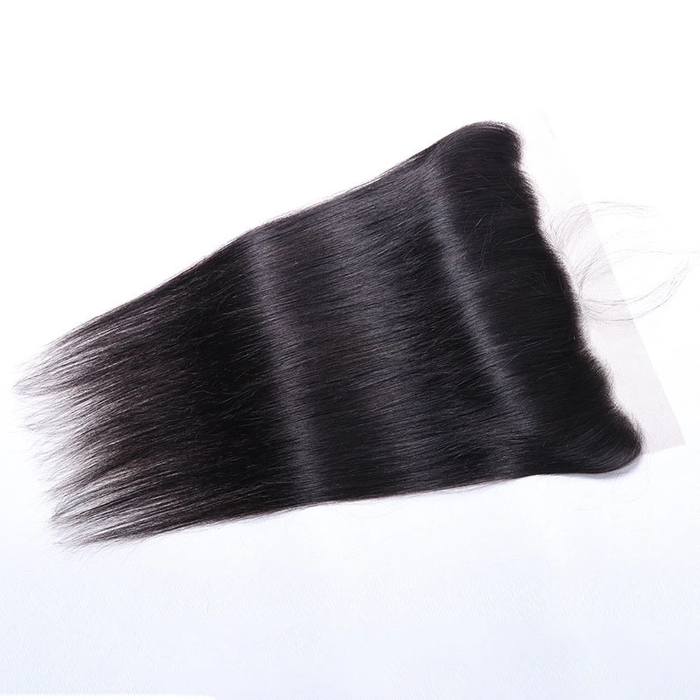 10A Human Hair Straight Natural Color Transparent 13x4 Lace Front Closure