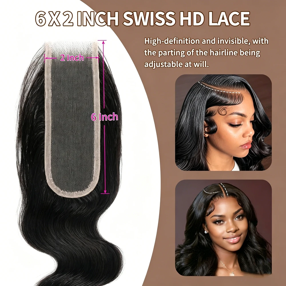2x6 HD Lace Closure Full Hand-Tied HD Lace Hair Piece