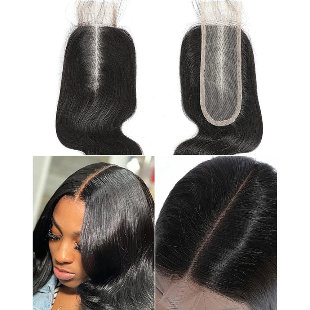 2x6 Human Hair Lace Closure Double Imitation Swiss Lace